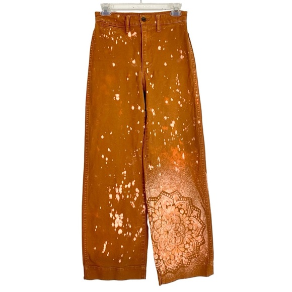 Madewell Emmett Wide Leg Jeans Pants Womens Size 24 XS Upcycled Floral Mandala - Picture 1 of 14